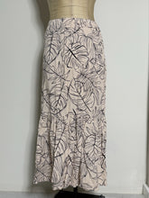 Load image into Gallery viewer, Neutral Leaf Print Maxi Skirt with Ruffle Hem

