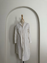 Load image into Gallery viewer, White Pinstripe Longline Shirt Dress
