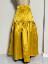 Load image into Gallery viewer, High Waist Yellow Satin Voluminous Gathered Maxi Skirt
