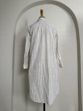 Load image into Gallery viewer, White &amp; Black Striped Longline Shirt Dress
