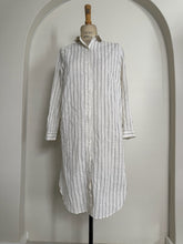 Load image into Gallery viewer, White &amp; Black Striped Longline Shirt Dress
