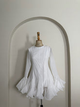 Load image into Gallery viewer, White Long-Sleeve Ruffle Hem Mini Dress
