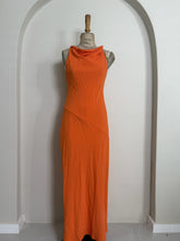 Load image into Gallery viewer, Orange Sleeveless Boat-Neck Maxi Dress
