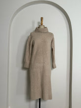 Load image into Gallery viewer, Beige Turtleneck Knit Maxi Dress
