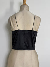 Load image into Gallery viewer, Black Satin Cowl Neck Cami Crop Top
