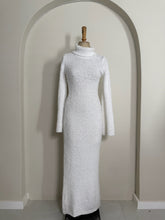Load image into Gallery viewer, White Textured Knit Turtleneck Maxi Dress
