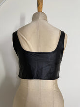 Load image into Gallery viewer, Black Faux Leather Square Neck Corset Crop Top
