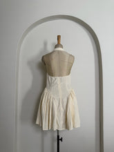 Load image into Gallery viewer, Cream Linen Halter Neck Button-Down Mini Dress
