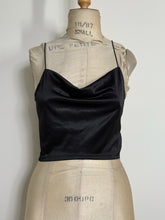 Load image into Gallery viewer, Black Satin Cowl Neck Cami Crop Top
