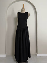 Load image into Gallery viewer, Black Sleeveless Dropped-Waist Maxi Dress
