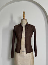 Load image into Gallery viewer, Brown Sheer Mesh Button Up
