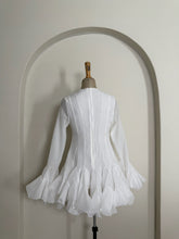 Load image into Gallery viewer, White Long-Sleeve Ruffle Hem Mini Dress

