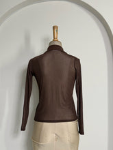 Load image into Gallery viewer, Brown Sheer Mesh Button Up
