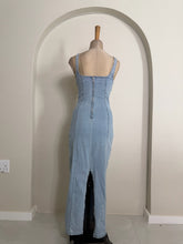 Load image into Gallery viewer, Light Wash Denim Bodycon Maxi Dress
