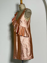 Load image into Gallery viewer, Metallic Rose Gold Mini Dress with Ruffle Detail
