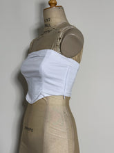 Load image into Gallery viewer, White Strapless Corset-Style Crop Top (Side Zip)
