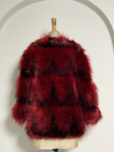 Load image into Gallery viewer, Deep Red &amp; Black Ombre Faux Fur Coat
