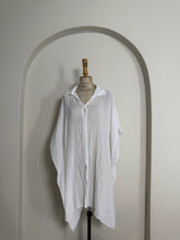 Load image into Gallery viewer, White Oversized Sheer Button-Down Shirt

