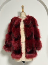 Load image into Gallery viewer, Deep Red &amp; Black Ombre Faux Fur Coat
