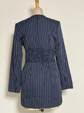 Load image into Gallery viewer, Navy Pinstripe Hook-and-Eye Mini Dress
