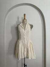 Load image into Gallery viewer, Cream Linen Halter Neck Button-Down Mini Dress
