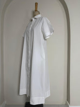 Load image into Gallery viewer, White Cotton Short Sleeve Midi Shirt Dress
