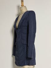 Load image into Gallery viewer, Navy Pinstripe Hook-and-Eye Mini Dress
