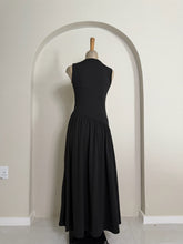 Load image into Gallery viewer, Black Sleeveless Dropped-Waist Maxi Dress
