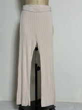 Load image into Gallery viewer, Beige Ribbed Knit Wide-Leg Lounge Pants
