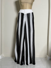 Load image into Gallery viewer, Black &amp; White Stripe Crochet Knit Cardigan &amp; Pant Set
