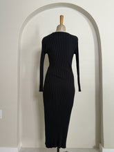 Load image into Gallery viewer, Black Ribbed Bodycon Dress
