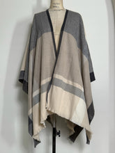 Load image into Gallery viewer, Striped Fringed Blanket Shawl
