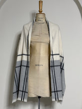 Load image into Gallery viewer, White &amp; Grey Plaid Fringed Scarf
