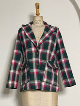 Load image into Gallery viewer, Vintage Style Green &amp; Pink Plaid Wool-Blend Blazer
