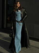 Load image into Gallery viewer, Light Wash Denim Bodycon Maxi Dress
