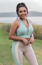 Load image into Gallery viewer, Blue &amp; Grey Panelled Athletic Zip Crop Top &amp; Leggings Set
