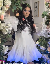 Load image into Gallery viewer, White Long-Sleeve Ruffle Hem Mini Dress

